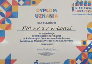 dyplom za udział w igrzyskach