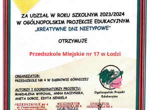 Ogólnopolski Projekt Edukacyjny pt. „Kreatywne Dni Nietypowe”